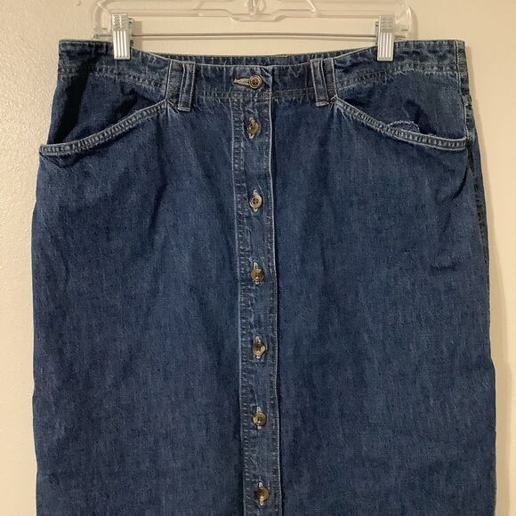 Vintage Y2K Blue Denim Western Cowgirl Cottagecore Retro Midi Skirt Size 16 - Picture 2 of 8